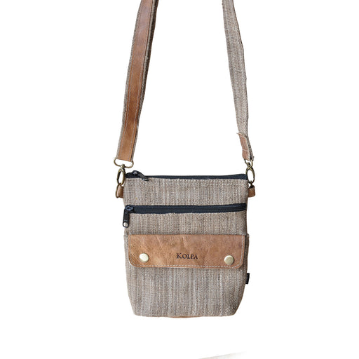 Pure Nettle Cross Body Bag with Leather Lining - nepacrafts
