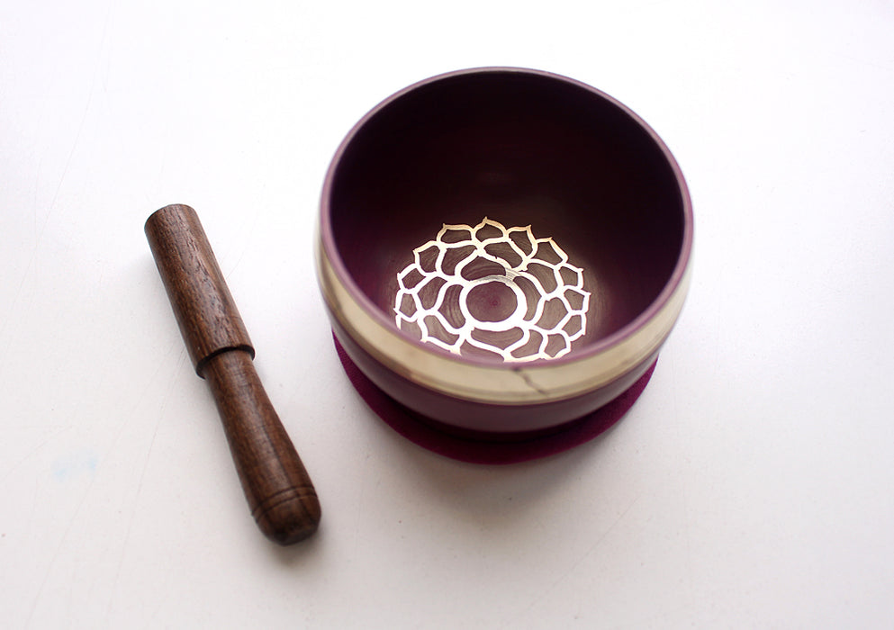 Crown Painted Singing Bowl with Cushion and Stupa Stick in a Gift Box - nepacrafts