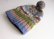 Olive Green Woolen Winter Sherpa Pom Pom Beanie - nepacrafts