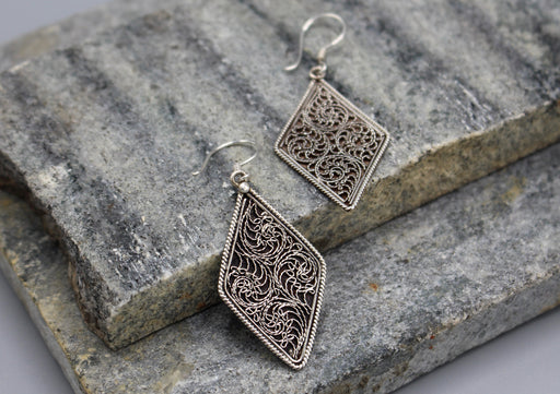 Filigree Sterling Silver Dangle Earrings - nepacrafts