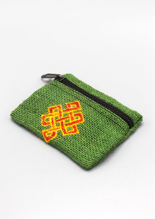 Endless Knot Embroidery Hemp Coin Purse