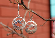 Round Silver Sterling Peace Dove Earrings - nepacrafts