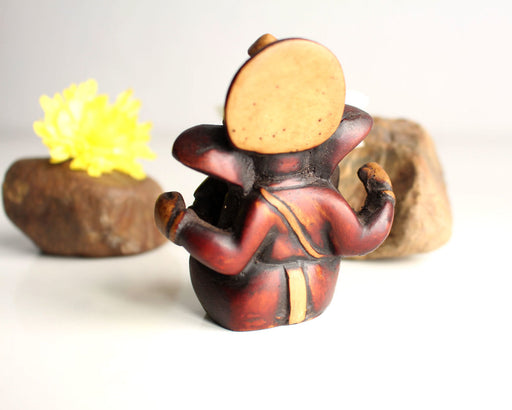 Four Armed Baby Ganesh Resin Statue 2.5" with Red Patina - nepacrafts