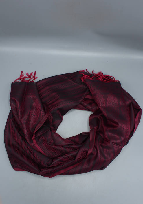 Mono Colored Silk Mixed Polyester Shawl with Furka