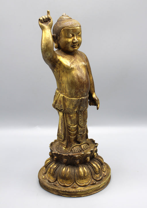 Gold Plated Baby Buddha Standing Statue - nepacrafts