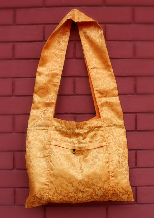 Yellow Brocade Women's Side Carry Travel Bag - nepacrafts