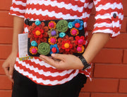Black Flower Felt Clutch Purse - nepacrafts