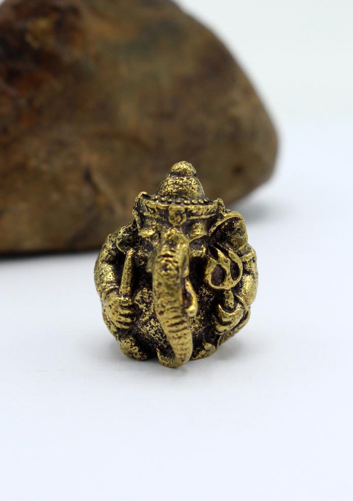 2 Armed Mini Brass Ganesha  Statue