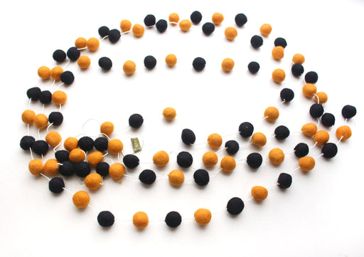Black and Orange Felt Ball Pom Pom Halloween Hanging Decor - nepacrafts