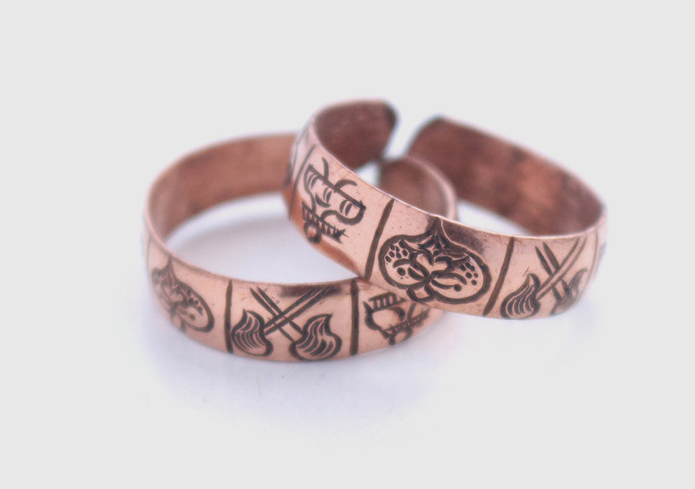 Handcarved Unisex Copper Finger Ring