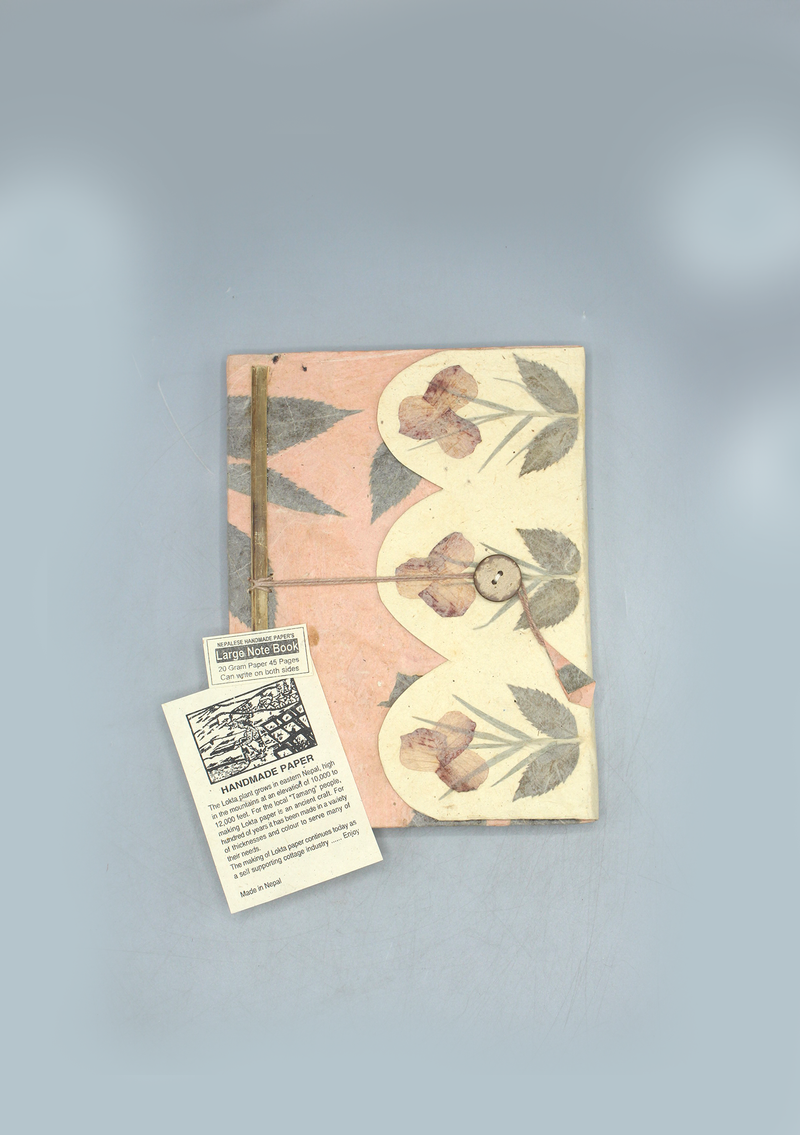 Cream and Purple Color Floral Lokta Paper Journal Book