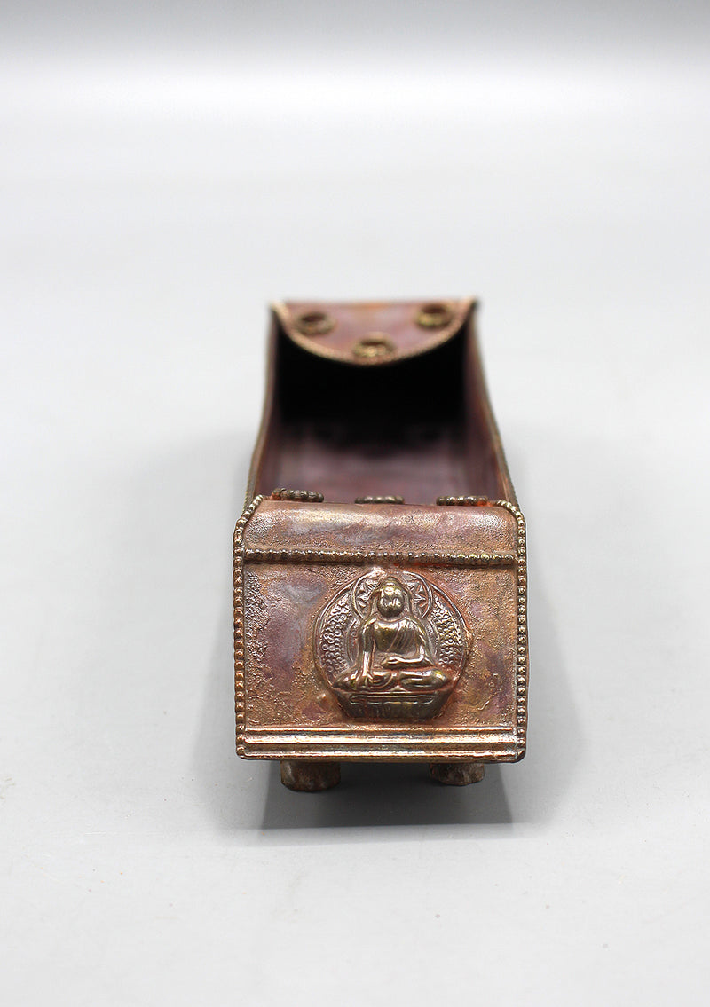 Tibetan Om Mani Long Copper Incense Burner