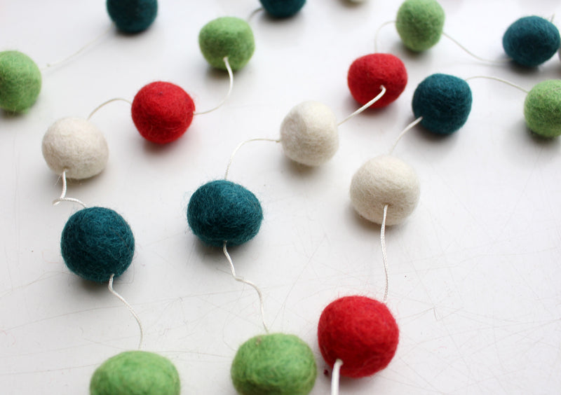 Felt Balls Hanging Christmas Hanging Room Decor Ornament - nepacrafts