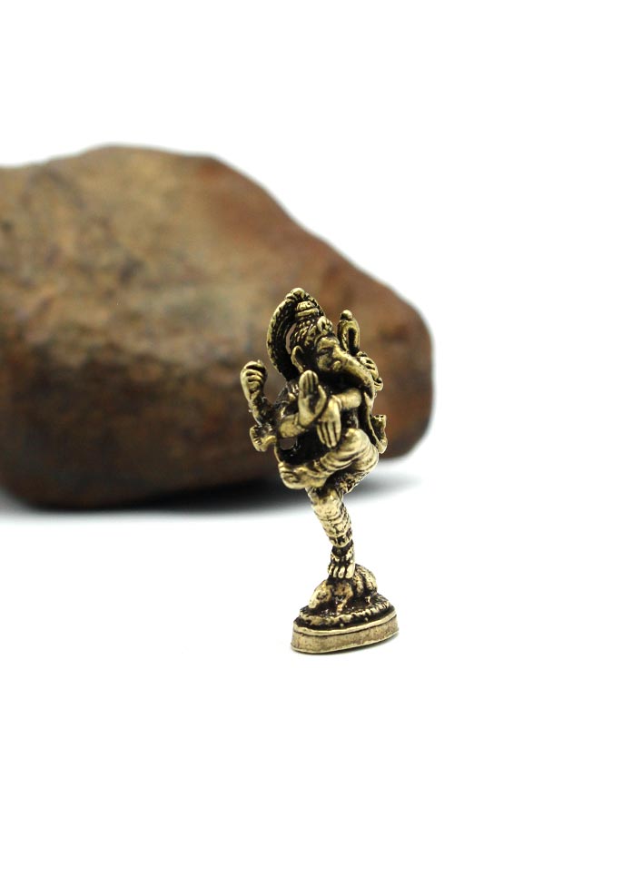 Dancing Ganesha Mini Brass Statue