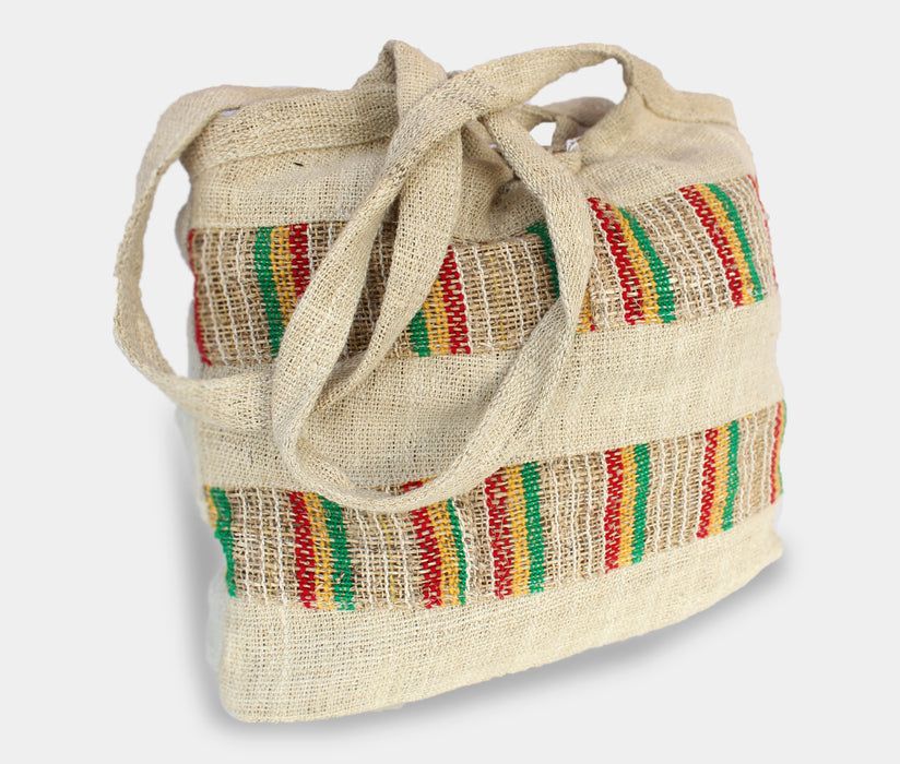 Multicolor Striped Offwhite Hemp Shoulder Bag - nepacrafts