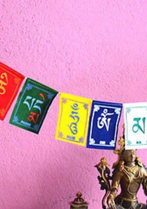 Om Mani Velvet Prayer Flags-Small