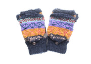 Dark Blue Pure Wool Convertible Mittens - nepacrafts