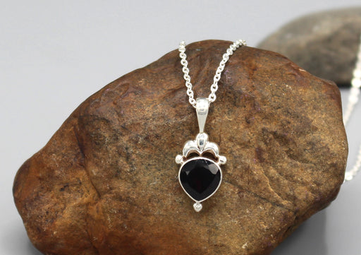 Garnet Inlaid Drop Sterling Silver Pendant - nepacrafts