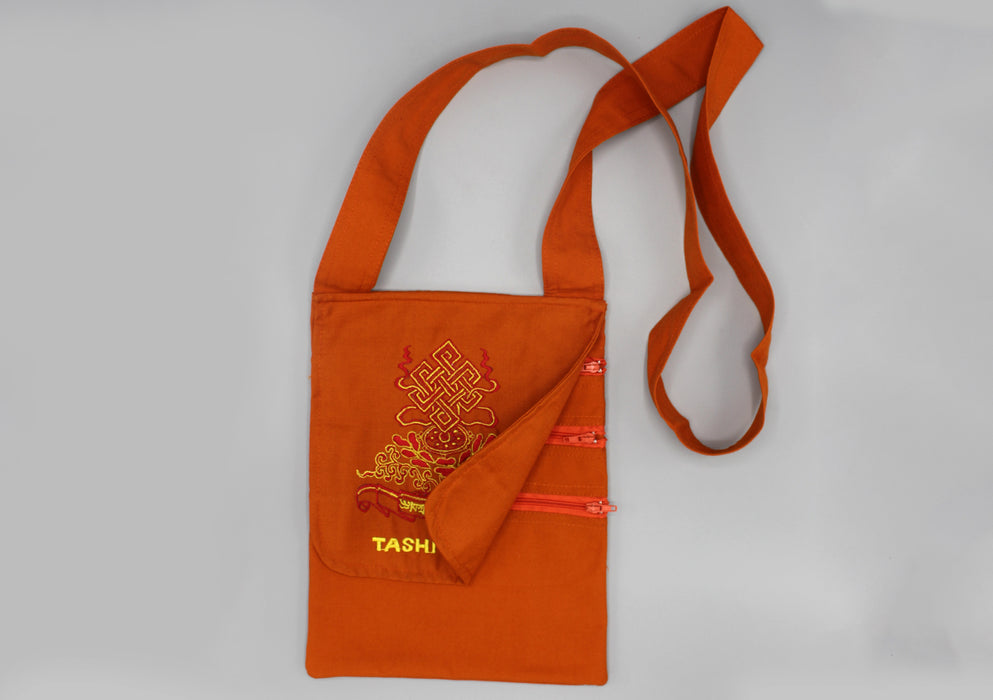 Endless Knot Embroidery Tashi Delek Cross Body Travel Bag - nepacrafts