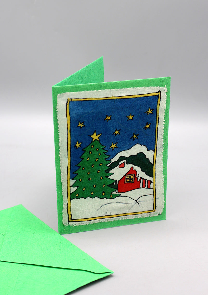 Fair Trade Batik Christmas Tree Greetings Card