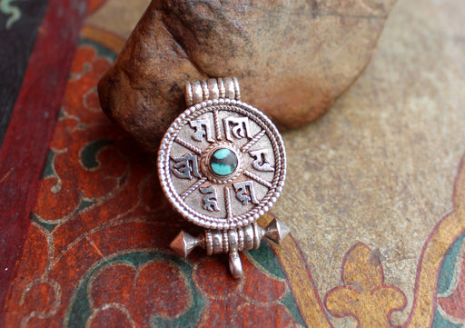 Om Mani Tibetan Mantra Ghau Box Silver Sterling Pendant - nepacrafts