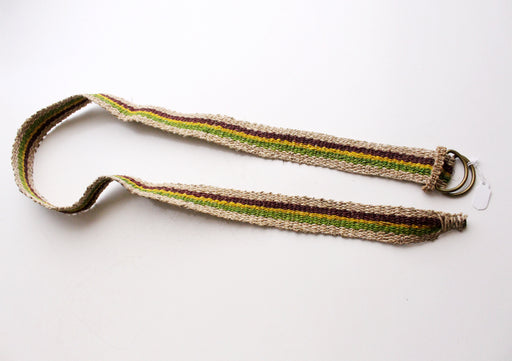 Green, Yellow and Purple Striped Hand Woven Unisex Hemp Belt - nepacrafts