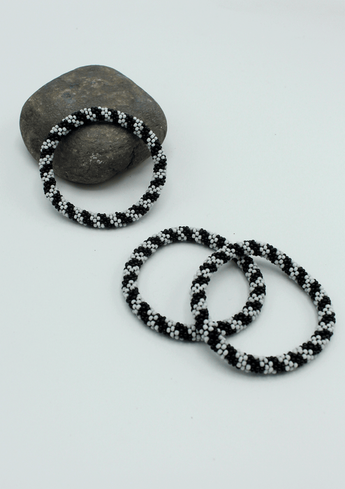 Black White Twined Roll On Bracelet