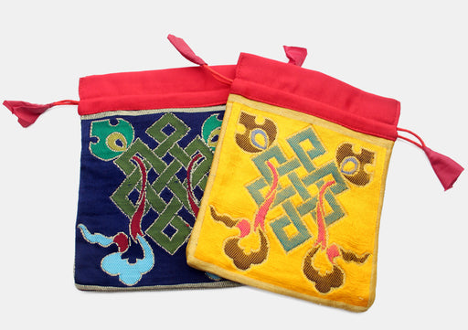 Auspicious Symbol Brocade Drawstring Jewelry Bag - nepacrafts