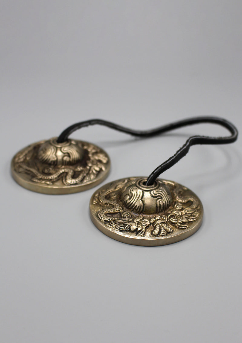 High Quality Buddhist Ritual Dragon Carved Tingsha - nepacrafts