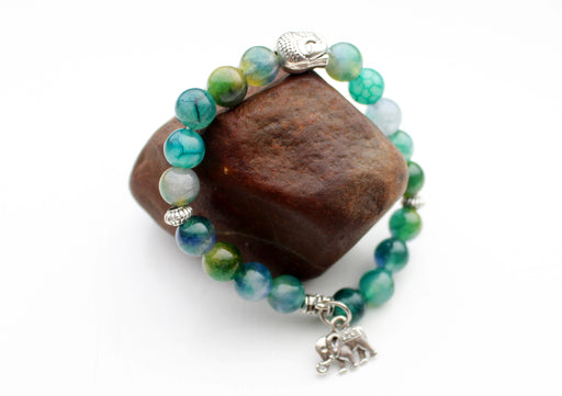 Buddha Head Counter with Elephant Charms Stone Bracelet - nepacrafts
