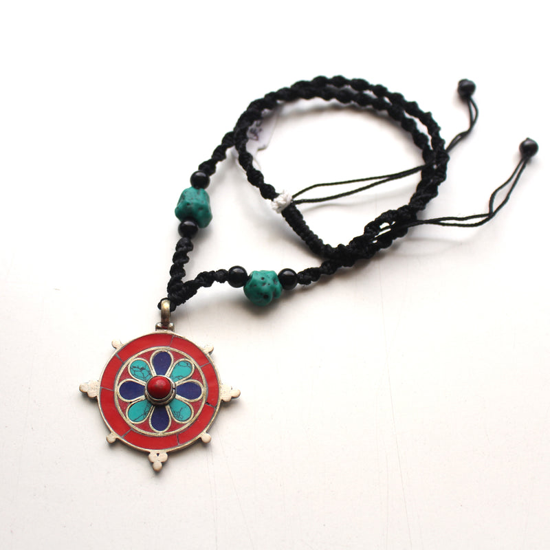 Colorfully Inlaid Flower Pendant - nepacrafts