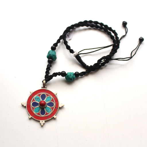 Colorfully Inlaid Flower Pendant - nepacrafts