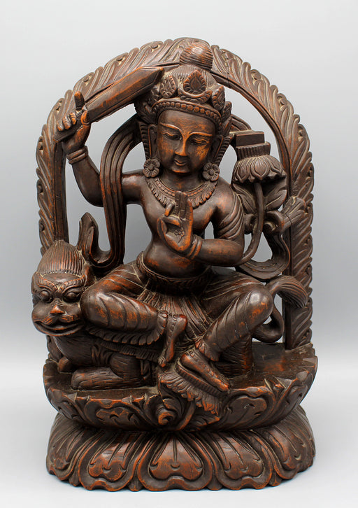 Manjushree Wooden Carving Wall Hanging Frame - nepacrafts