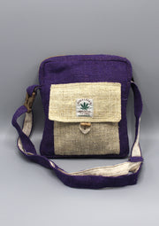 Purple Earthy Hemp Cross Body Passport Bag - nepacrafts