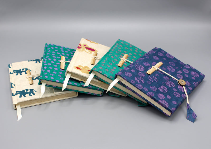 Flower Printed Green Eco Friendly Lokta Paper Journal - nepacrafts