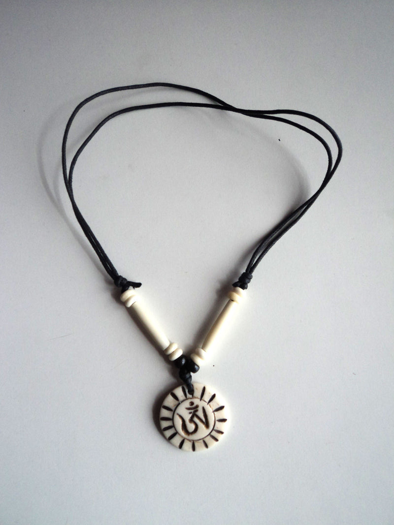 Tibetan Om Sun Power Bone Necklace - nepacrafts