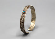 Tibetan Om Mani Carving Sterling Silver Bracelet - nepacrafts