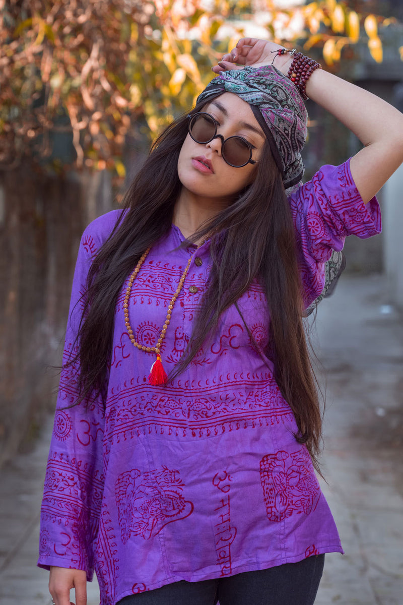 Purple Om Kurtha Shirt