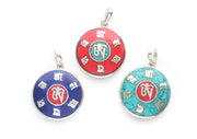 Tibetan Om Inlaid Om Mani Pendant - nepacrafts