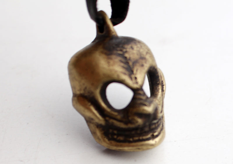Handcarved Mini Brass Skull Halloween Pendant - nepacrafts