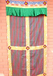 Silk Border Patchwork Bhutanese Fabric Door/ Wall Hanging Curtain - nepacrafts