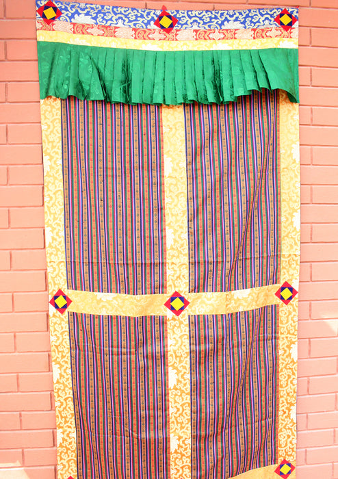 Silk Border Patchwork Bhutanese Fabric Door/ Wall Hanging Curtain - nepacrafts