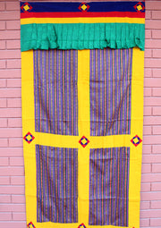 Velvet Border Bhutanese Hand Woven Cotton Door Curtain - nepacrafts