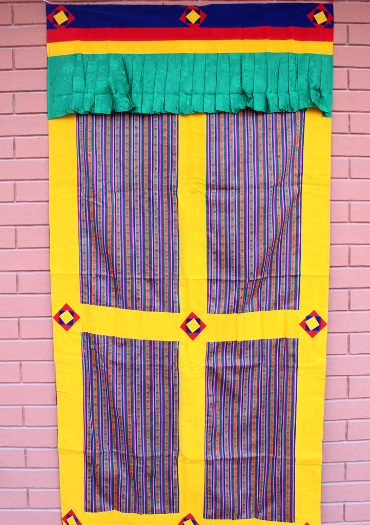 Velvet Border Bhutanese Hand Woven Cotton Door Curtain - nepacrafts