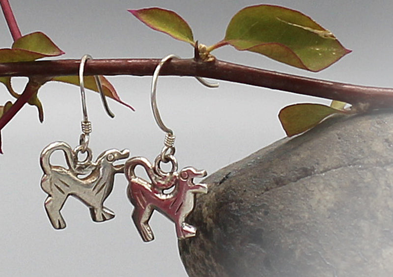 Tibetan Snow Lion Silver Earrings - nepacrafts