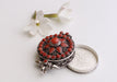 Silver Sterling Round Tibetan Ghau Pendant Carved with Plumeria Flower - nepacrafts