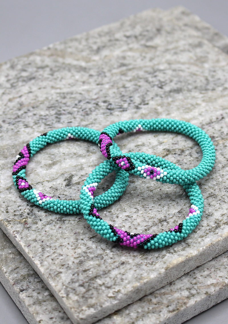 Turquoise with Multicolor Diamond Glass Beads Bracelet