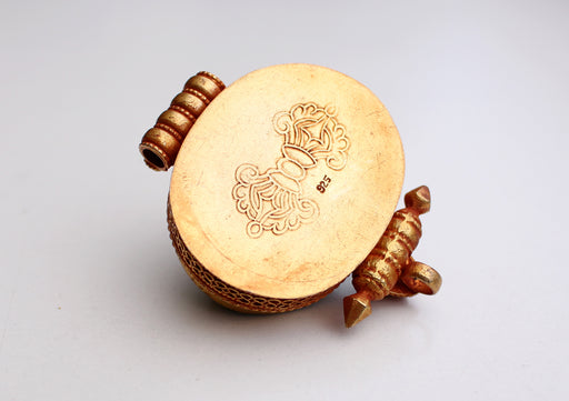 Torquoise & Coral Inlaid Gold Plated Silver Sterling Tibetan Ghau Pendant - nepacrafts