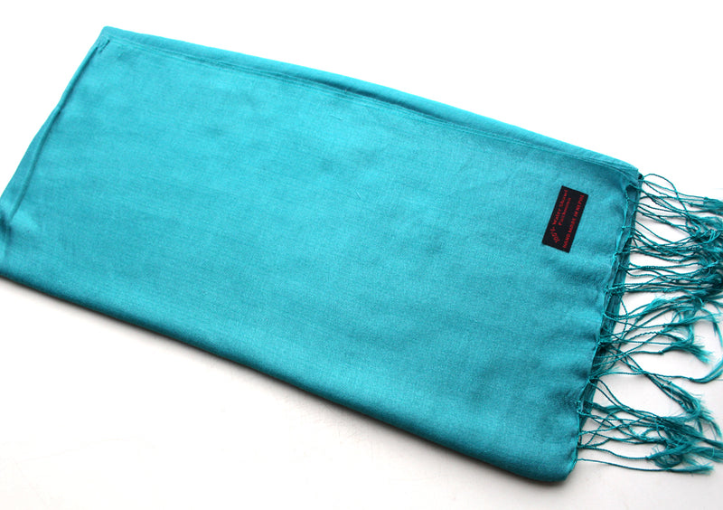 Adriatic Blue Color Water Pashmina Shawl - nepacrafts