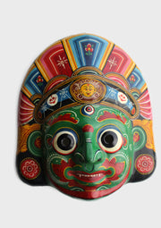 Handpainted Buddhist Green Tara Paper Mask - nepacrafts